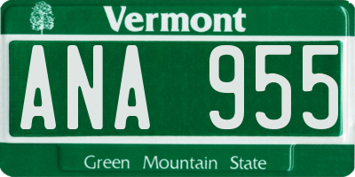 VT license plate ANA955
