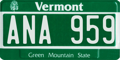 VT license plate ANA959
