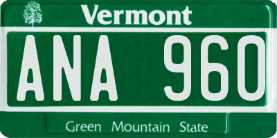 VT license plate ANA960