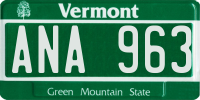 VT license plate ANA963