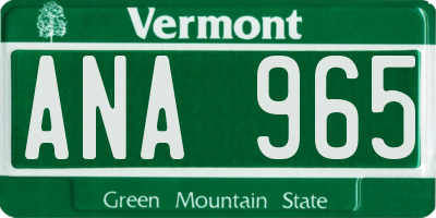 VT license plate ANA965
