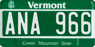 VT license plate ANA966