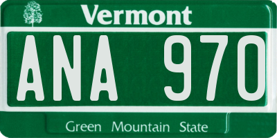 VT license plate ANA970