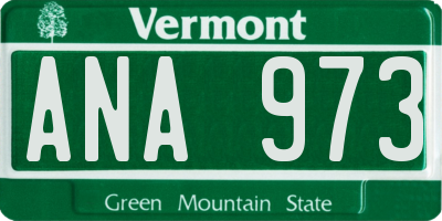 VT license plate ANA973