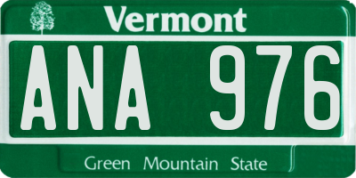 VT license plate ANA976