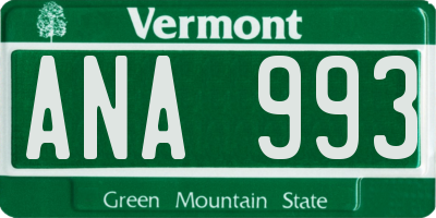 VT license plate ANA993