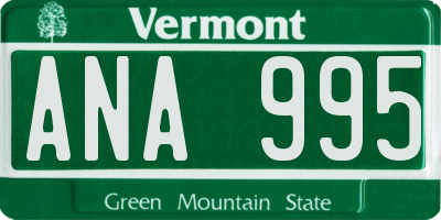 VT license plate ANA995