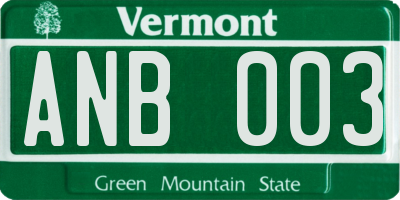 VT license plate ANB003