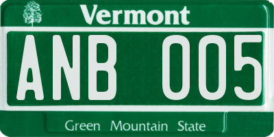 VT license plate ANB005