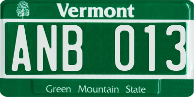 VT license plate ANB013