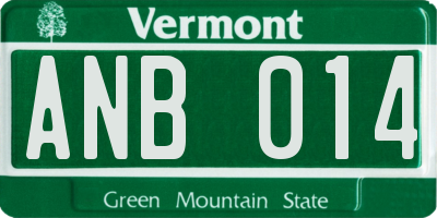 VT license plate ANB014