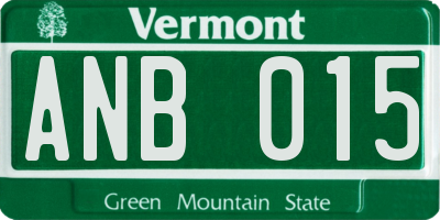 VT license plate ANB015