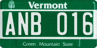 VT license plate ANB016
