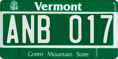 VT license plate ANB017
