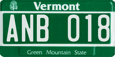 VT license plate ANB018