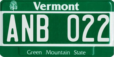 VT license plate ANB022
