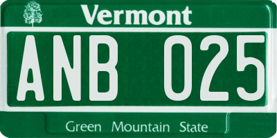 VT license plate ANB025