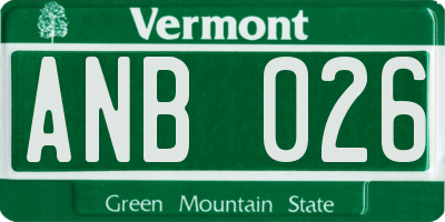 VT license plate ANB026