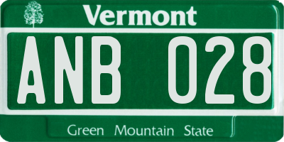 VT license plate ANB028
