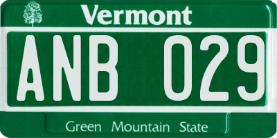 VT license plate ANB029