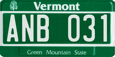 VT license plate ANB031
