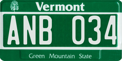 VT license plate ANB034