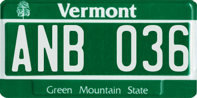 VT license plate ANB036