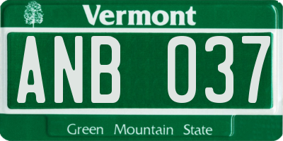 VT license plate ANB037
