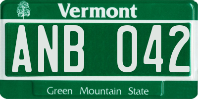 VT license plate ANB042
