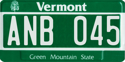VT license plate ANB045