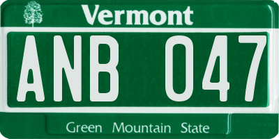 VT license plate ANB047