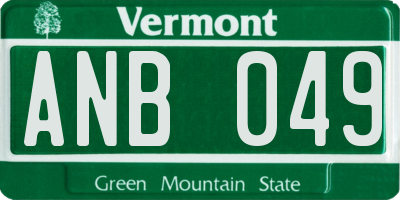 VT license plate ANB049