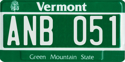 VT license plate ANB051