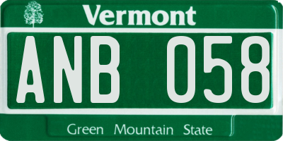VT license plate ANB058