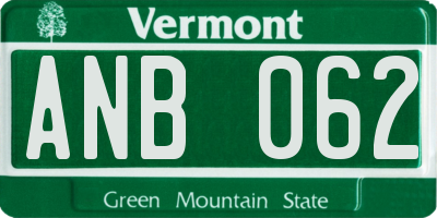 VT license plate ANB062