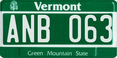 VT license plate ANB063