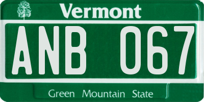 VT license plate ANB067