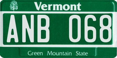 VT license plate ANB068