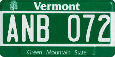VT license plate ANB072