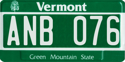 VT license plate ANB076