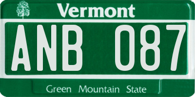 VT license plate ANB087