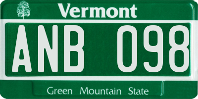 VT license plate ANB098