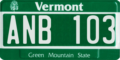 VT license plate ANB103
