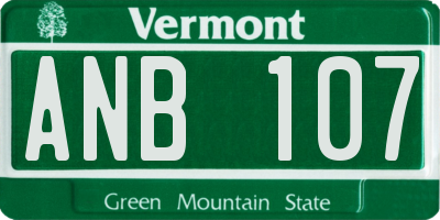 VT license plate ANB107