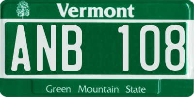 VT license plate ANB108