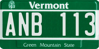 VT license plate ANB113