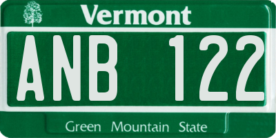 VT license plate ANB122
