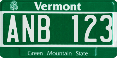 VT license plate ANB123