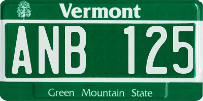 VT license plate ANB125