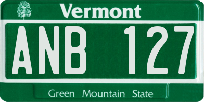 VT license plate ANB127